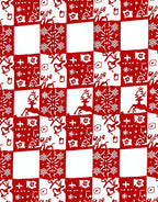 Red White Festive Checkered Pattern Rug