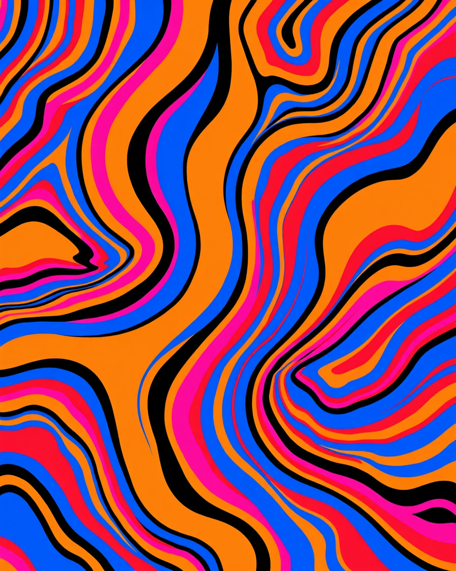 Vivid Wavy Retro Pattern Design Rug