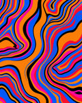 Vivid Wavy Retro Pattern Design Rug