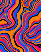Vivid Wavy Retro Pattern Design Rug