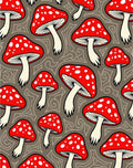Whimsical Red Mushroom Pattern Rug