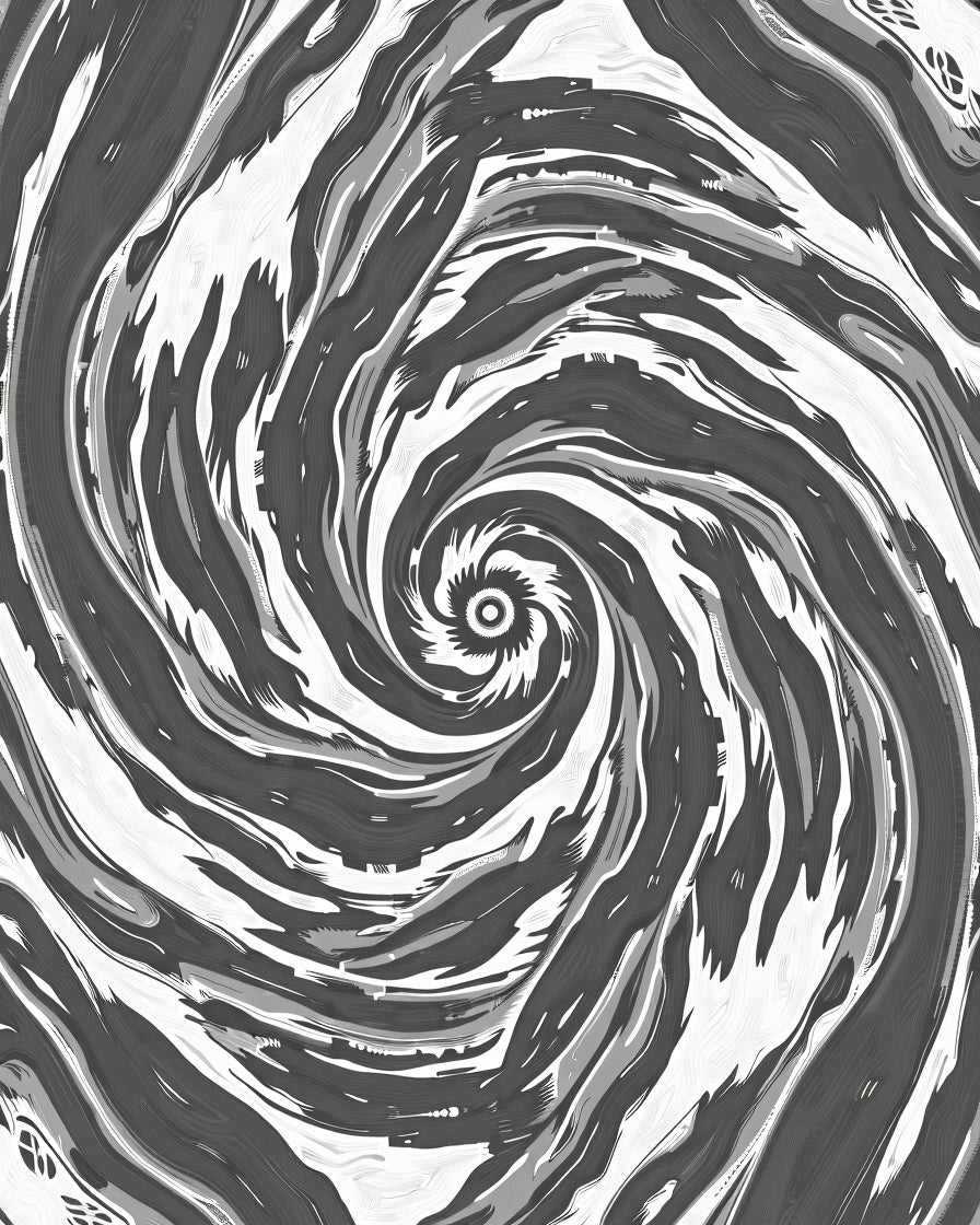 Monochromatic Swirl Abstract Illusion Rug