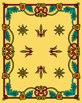 Bold Yellow Red Green Floral Design Rug