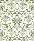 Green Floral Damask Pattern Rug