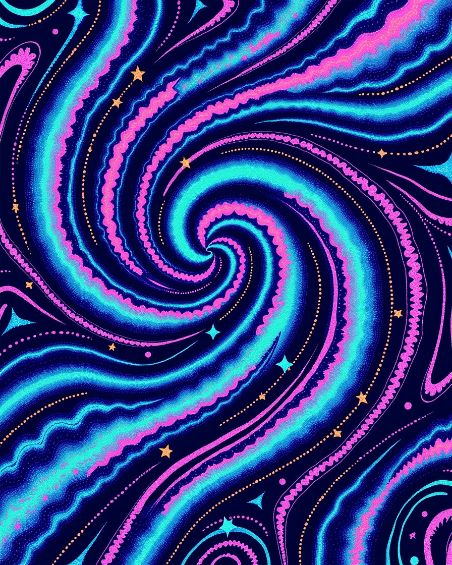 Cosmic Swirl Pattern with Stars Rug