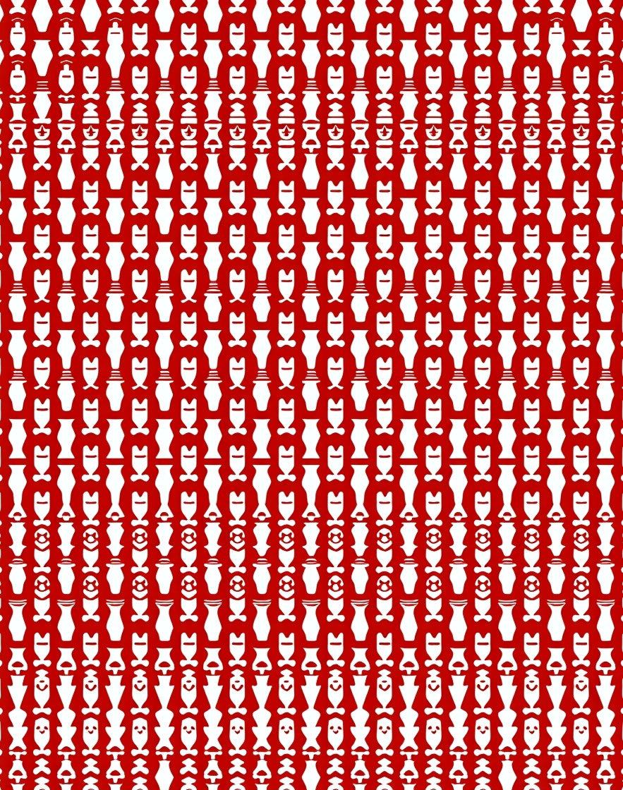Bold Red White Vertical Pattern Rug