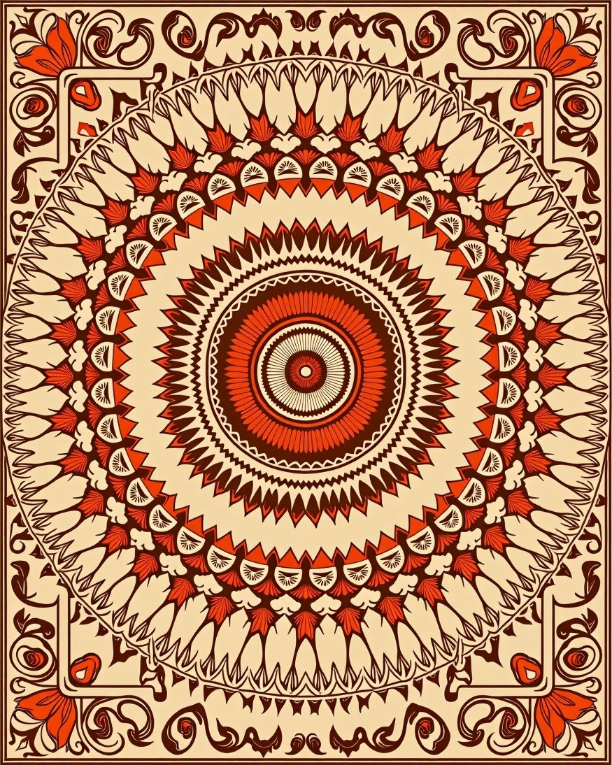 Ornate Floral Medallion Pattern Rug