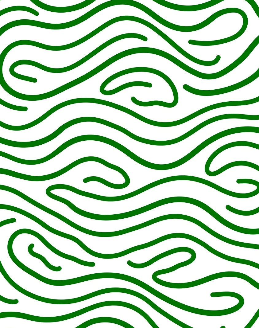 Bold Green Wavy Lines Pattern Rug