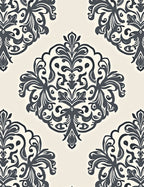Ornate Flourish Damask Pattern Design Rug