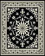 Elegant Floral Mandala Black Cream Rug