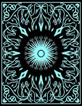 Cyan Abstract Symmetric Floral Pattern Rug