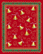 Gold Bells On Red Holiday Design Rug