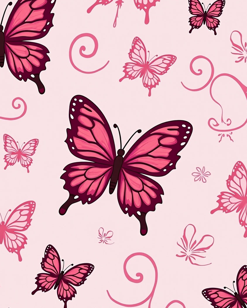 Pink Butterflies and Swirls Pattern Rug