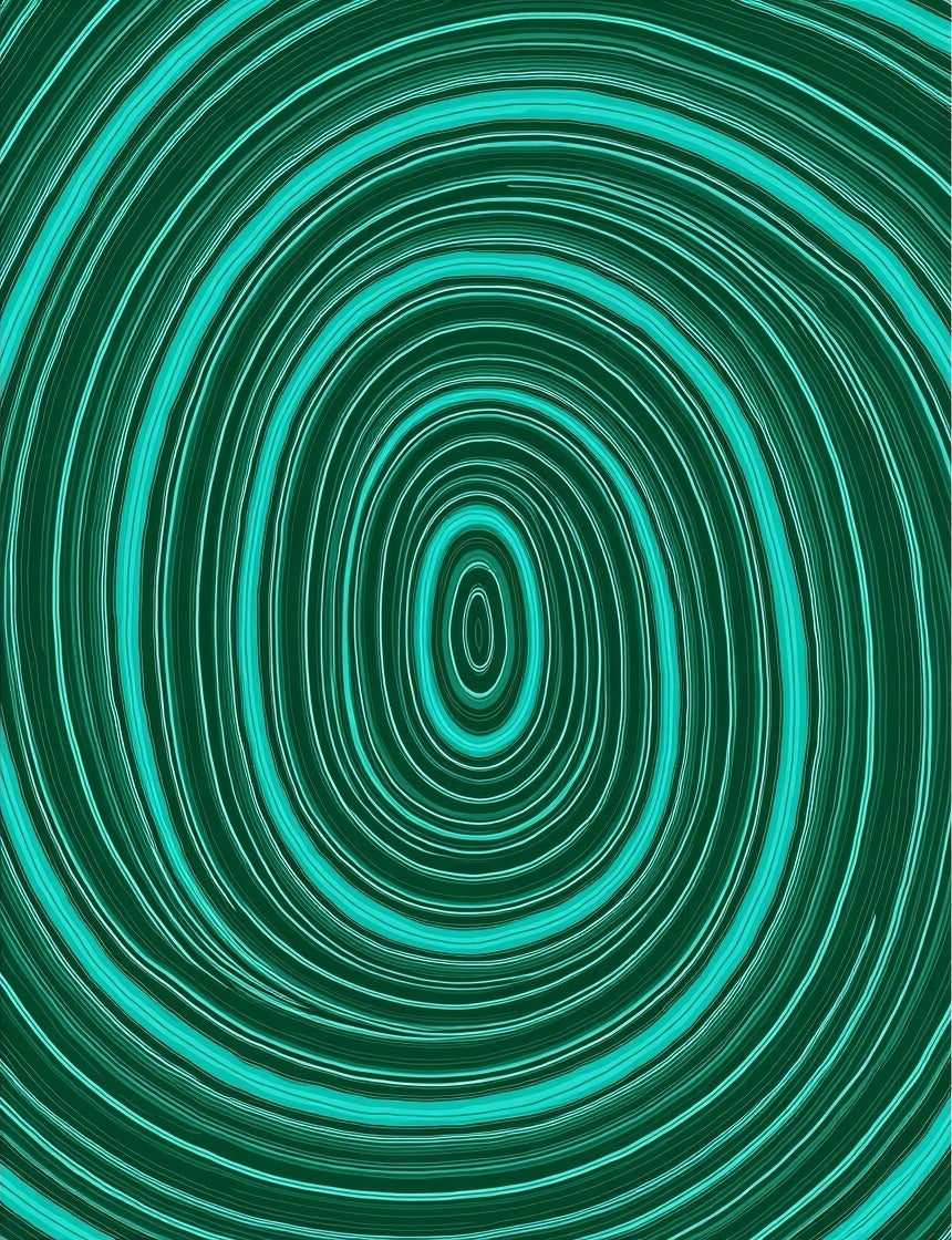 Teal Swirl Concentric Pattern Rug