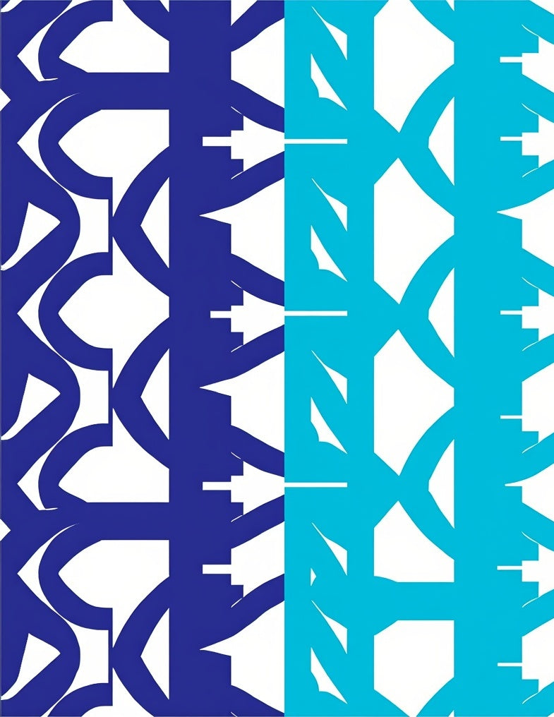 Geometric Blue Cyan Pattern Design Rug