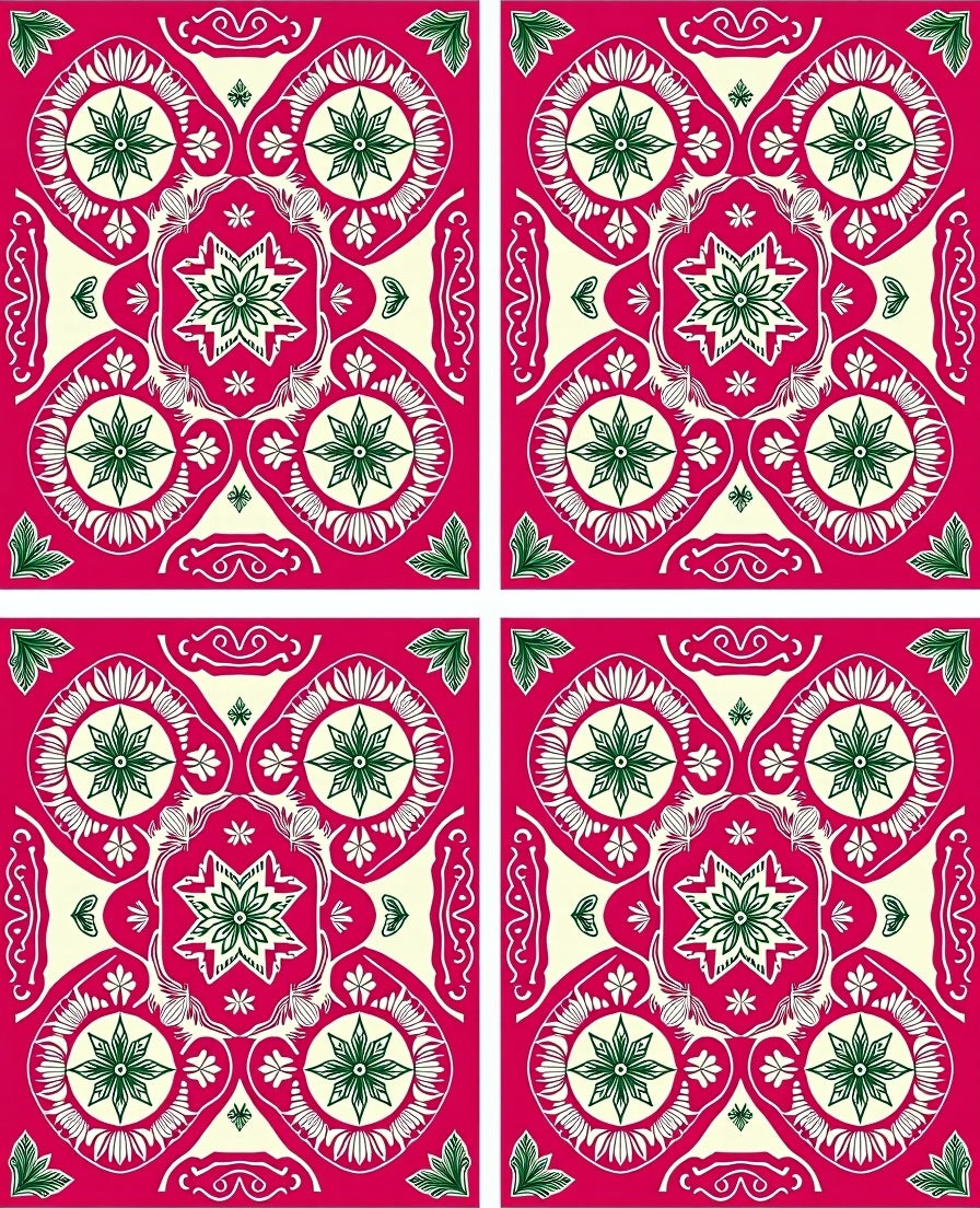 Bold Pink Geometric Star Pattern Rug