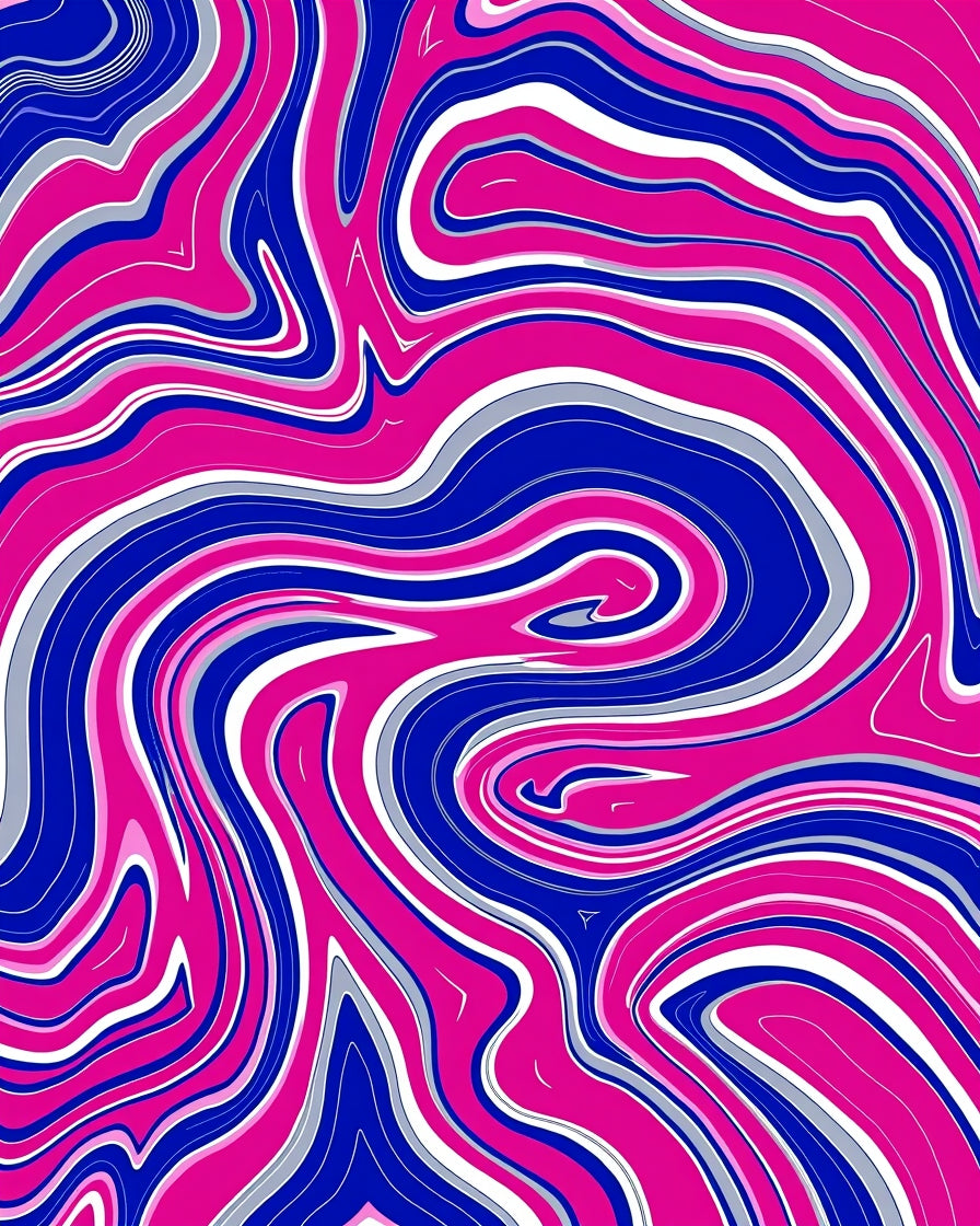 Bold Pink Blue Swirl Pattern Rug