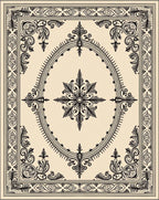 Intricate Oval Floral Frame Rug