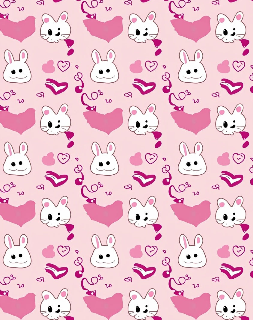Cute Bunny Heart Pattern Design Rug