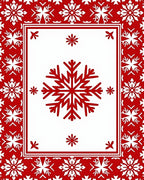 Red Snowflake Festive Border Rug