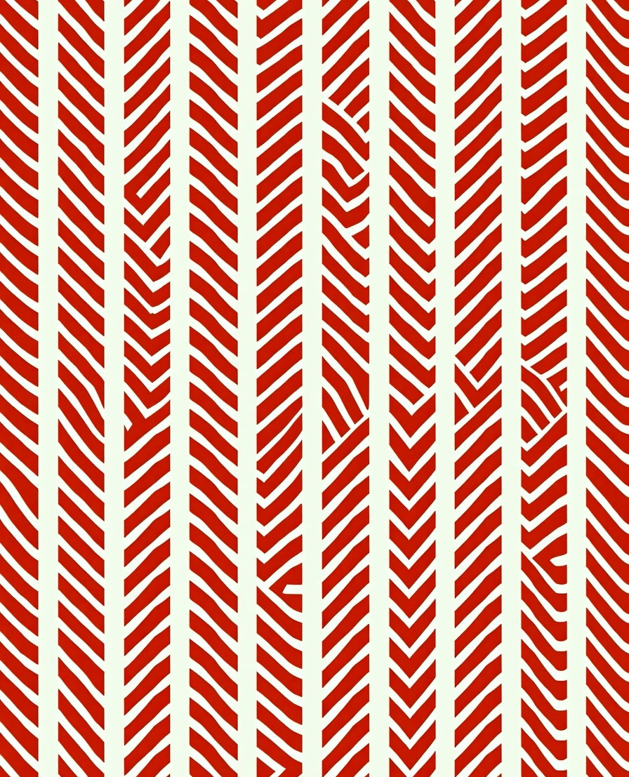 Red Cream Herringbone Stripes Rug