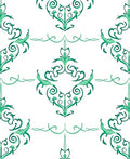 Elegant Green Swirl Floral Pattern Rug