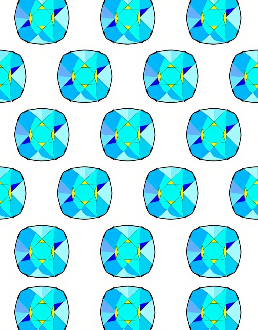 Geometric Faceted Blue Gemstone Pattern Rug