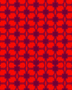 Bold Red Geometric Lattice Rug