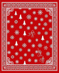 Red White Snowflake Christmas Tree Border Rug