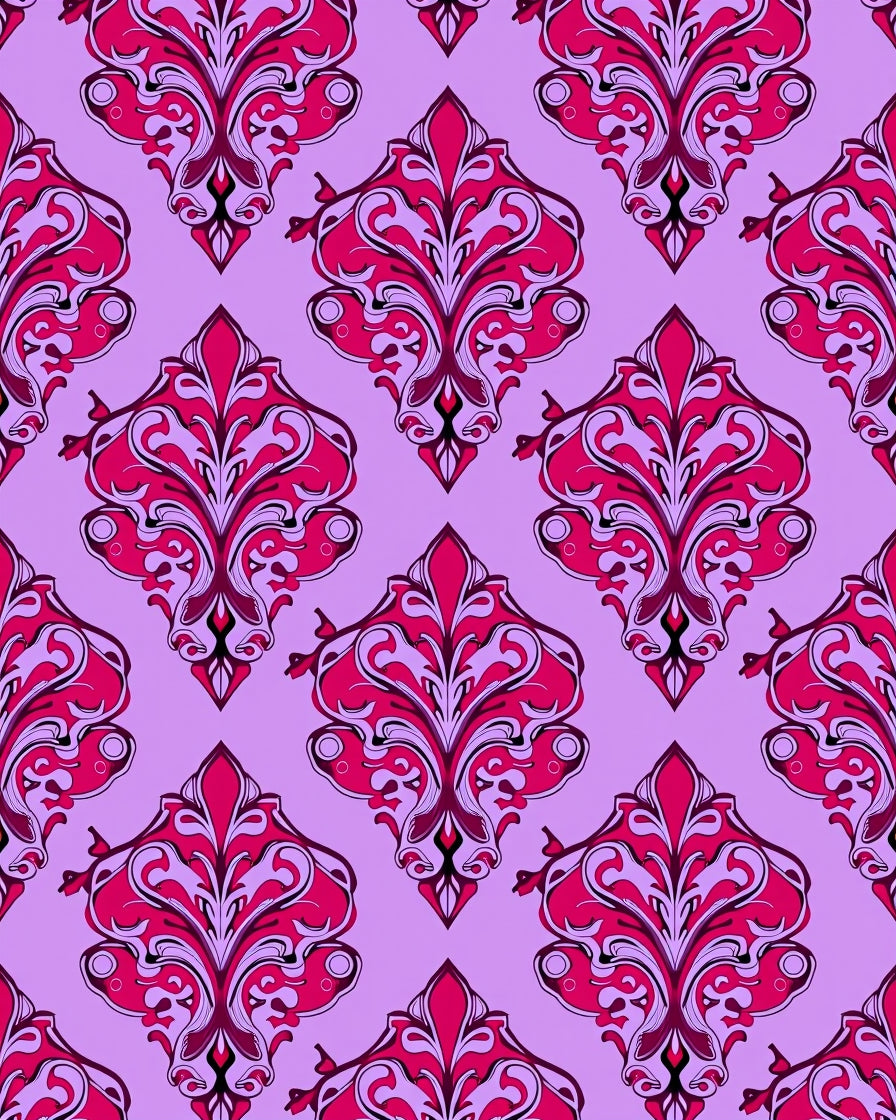 Ornate Floral Damask Pattern Rug