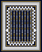 Classic Navy Geometric Chain Pattern Rug