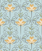 Light Blue Floral Art Nouveau Rug