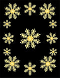 Golden Snowflake Array Black Rug