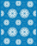 Art Nouveau Floral Swirl Blue Rug