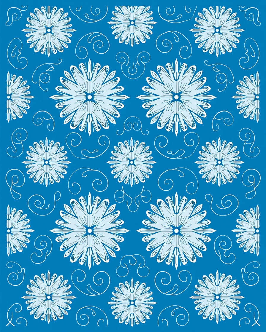 Art Nouveau Floral Swirl Blue Rug
