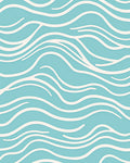 Abstract Aqua Wave Design Rug
