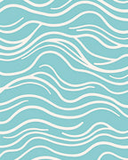 Abstract Aqua Wave Design Rug