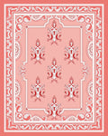 Coral Red Ornate Scroll Medallion Rug