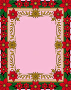 Vibrant Red Poinsettia Floral Border Rug