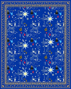 Whimsical Blue Cat Star Pattern Rug