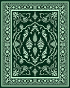 Elegant Green Floral Gilded Pattern Rug