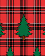 Red Plaid Pine Tree Pattern Rug