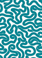 Teal Abstract Curvy Line Pattern Rug