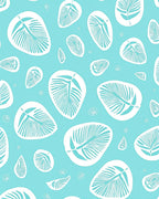 Teal White Feather Pattern Rug