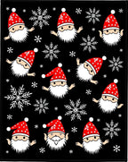 Festive Santa Snowflakes Black Background Rug