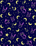 Cute Pink Cat Moon Star Pattern Rug