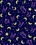 Cute Pink Cat Moon Star Pattern Rug