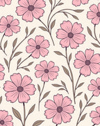 Pink Floral Stem Pattern Design Rug