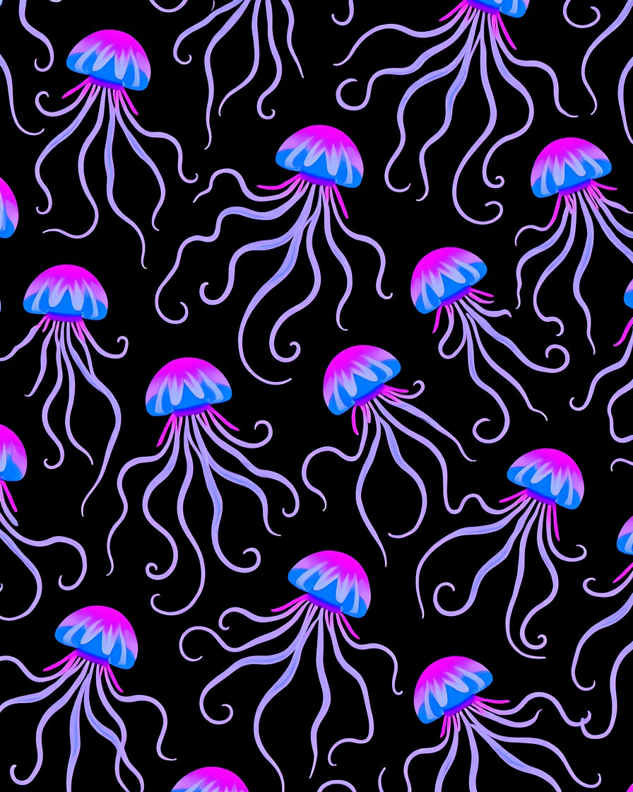 Electric Jellyfish Pattern Rug