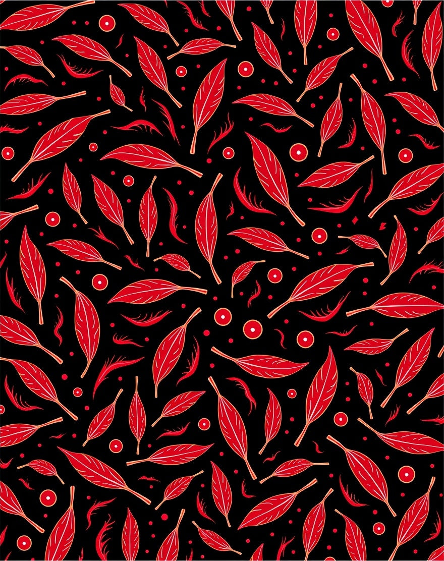 Crimson Leaf Pattern Chic Art Rug